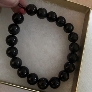 Obsidian | AAA Natural Black Obsidian Stone bracelet with red jade.